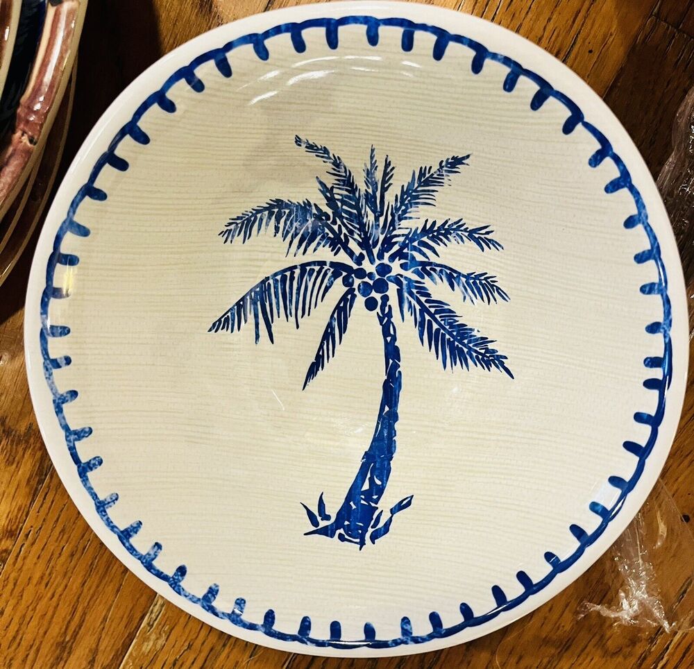 Maker's Mark 6 Piece Melamine Palm Bowl Ikat Tropical Pattern Hawaiian SC